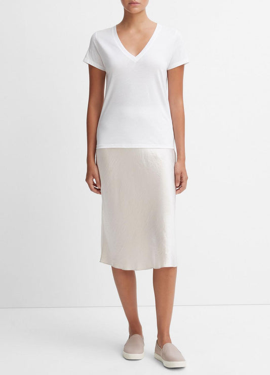 VINCE Women Essential Pima Cotton V-Neck T-Shirt in Short Sleeve