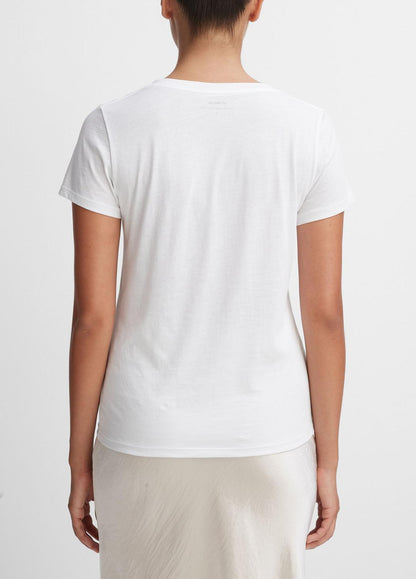 VINCE Women Essential Pima Cotton V-Neck T-Shirt in Short Sleeve