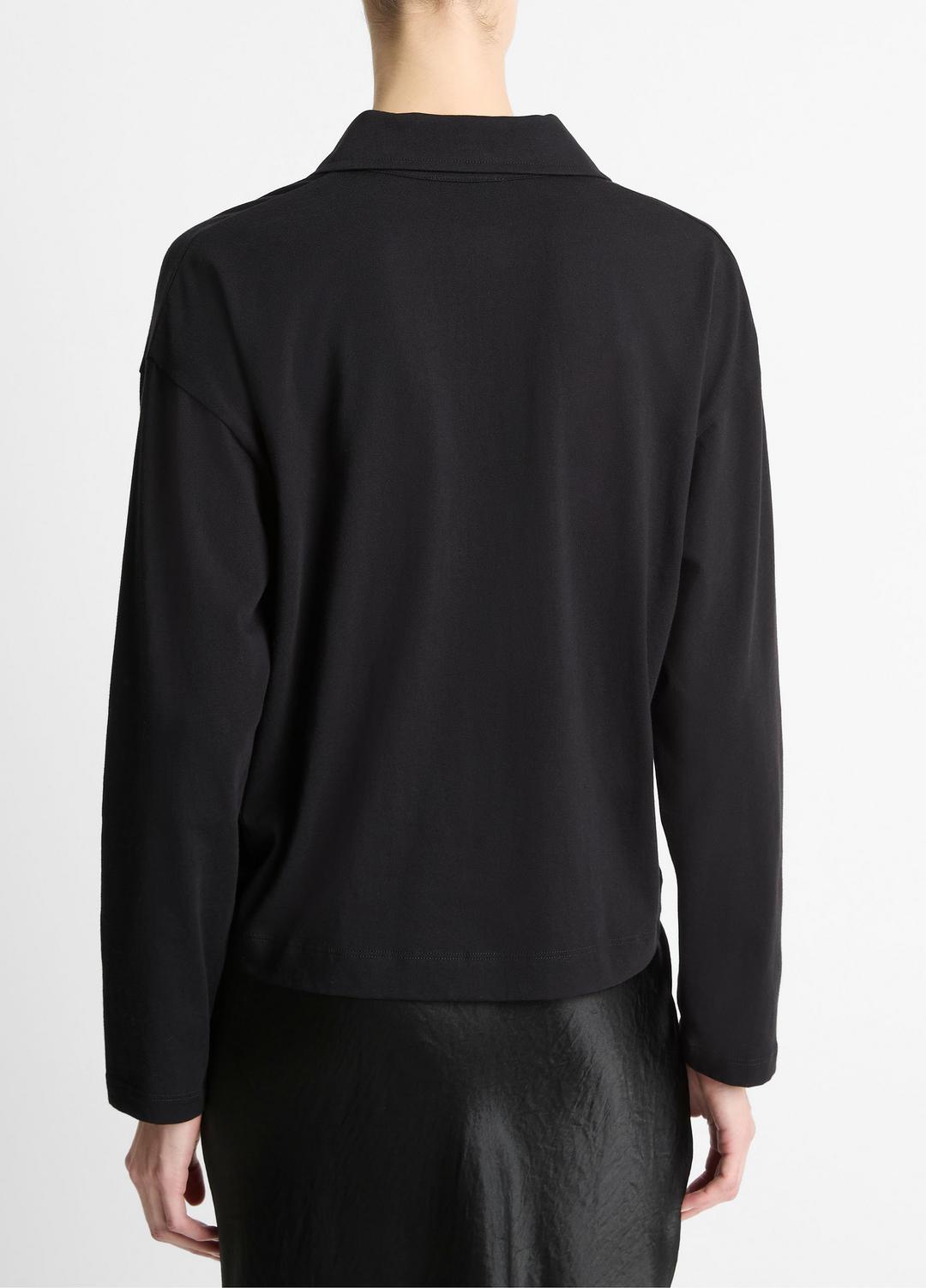 VINCE Women Easy Pima Cotton Long-Sleeve Polo Shirt in Long Sleeve