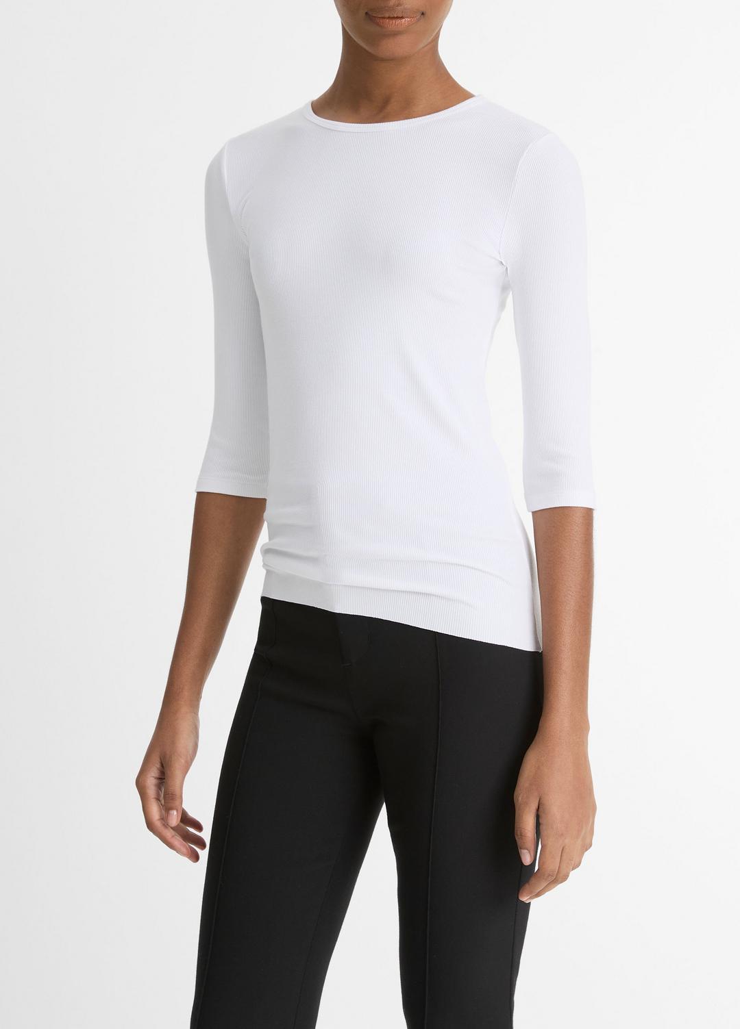 VINCE Women Elbow-Sleeve Crew Neck T-Shirt in Short Sleeve
