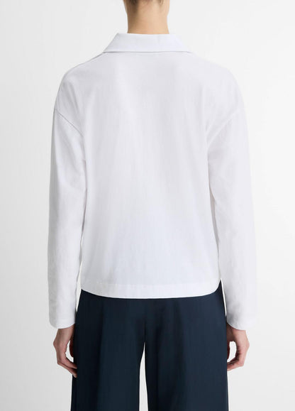 VINCE Women Easy Pima Cotton Long-Sleeve Polo Shirt in Long Sleeve