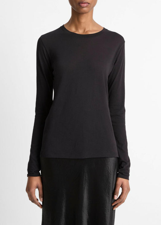 VINCE Women Essential Long Sleeve Crew Neck T-Shirt in Long Sleeve