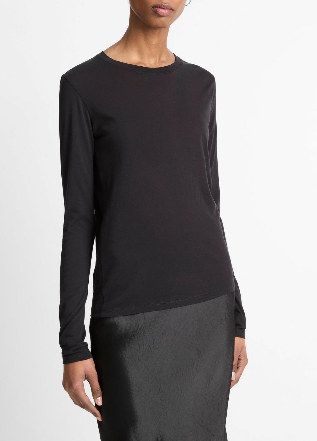 VINCE Women Essential Long Sleeve Crew Neck T-Shirt in Long Sleeve
