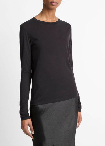 VINCE Women Essential Long Sleeve Crew Neck T-Shirt in Long Sleeve