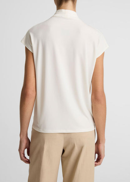 VINCE Women Twist-Neck Matte Jersey Cap-Sleeve Top  in Short Sleeve
