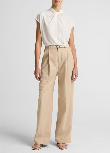 VINCE Women Twist-Neck Matte Jersey Cap-Sleeve Top  in Short Sleeve