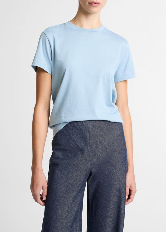 VINCE Women Pima Cotton Crew Neck T-Shirt in Short Sleeve