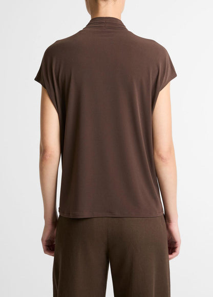 VINCE Women Twist-Neck Matte Jersey Cap-Sleeve Top  in Short Sleeve