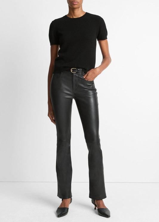 VINCE Women Stretch Leather Boot-Cut Pant in Trousers