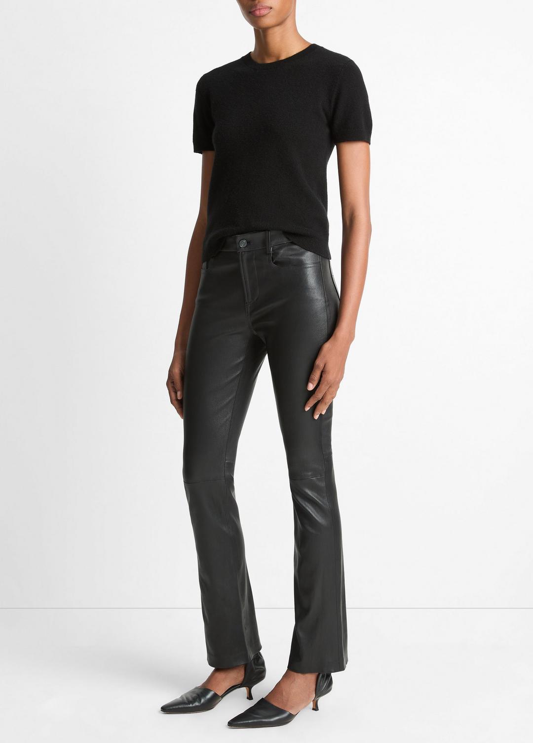 VINCE Women Stretch Leather Boot-Cut Pant in Trousers