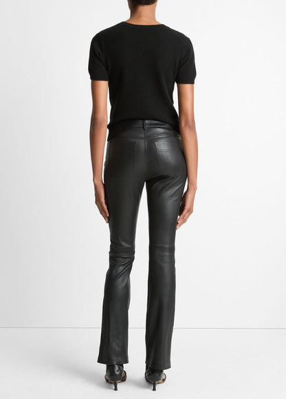 VINCE Women Stretch Leather Boot-Cut Pant in Trousers