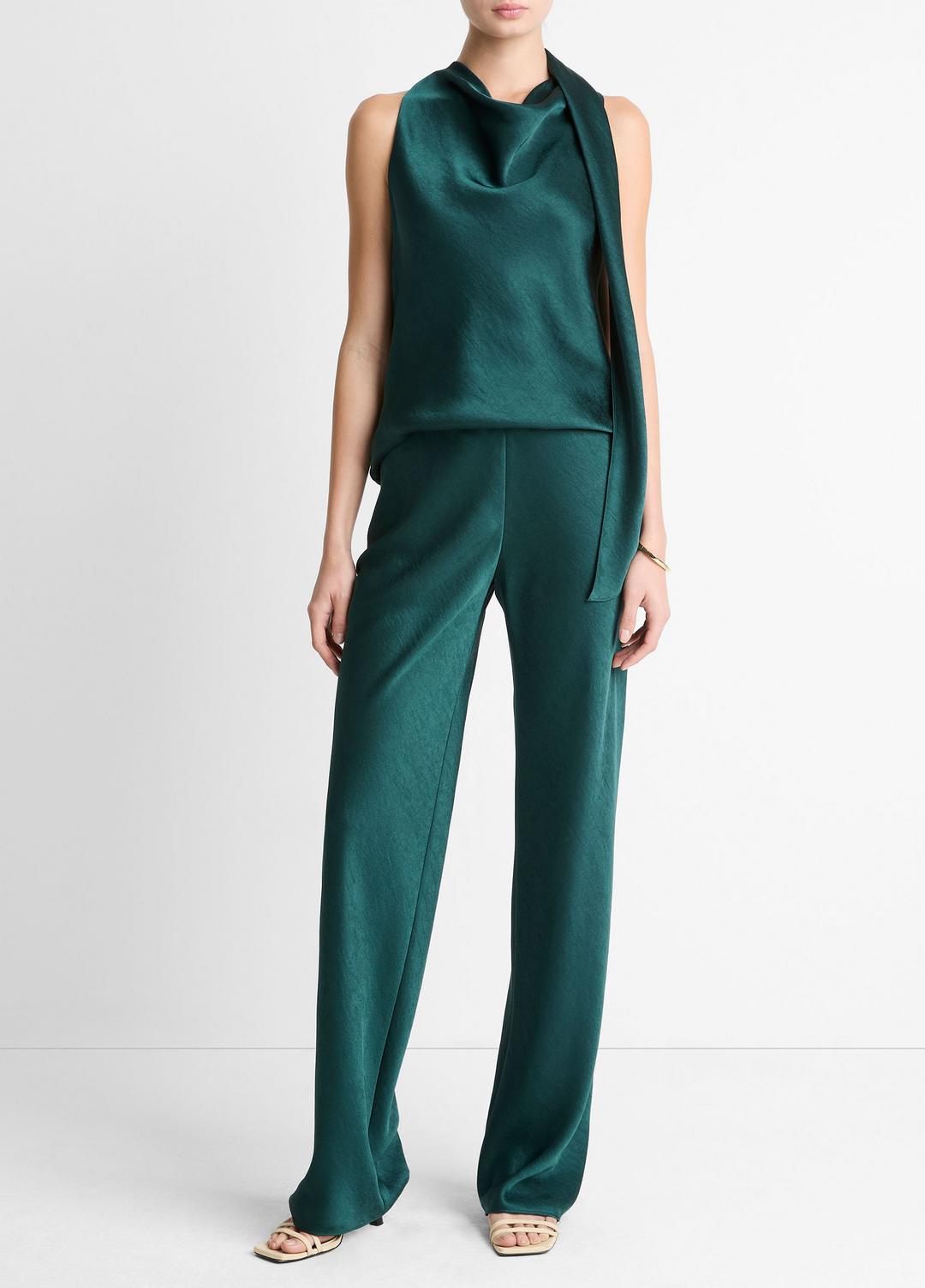 VINCE Women Colette High-Rise Fluid Satin Bias Pant in Trousers