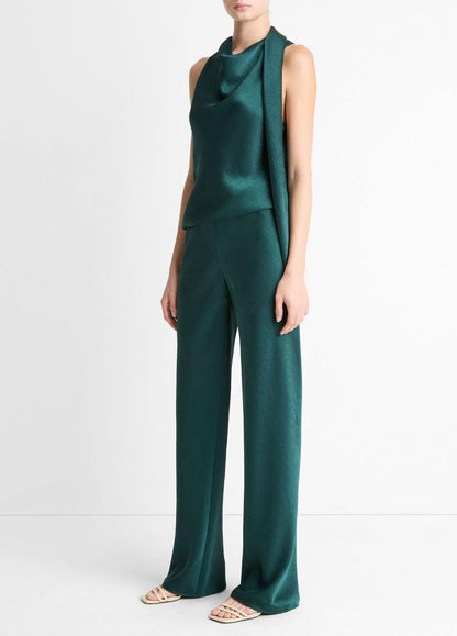 VINCE Women Colette High-Rise Fluid Satin Bias Pant in Trousers