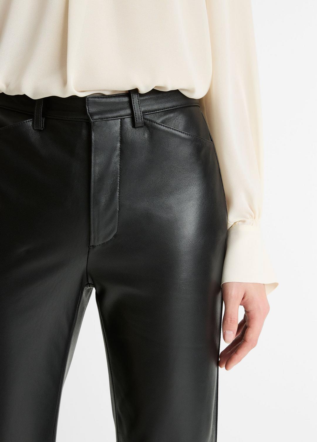 VINCE Women Leather Straight-Leg Trouser in Trousers