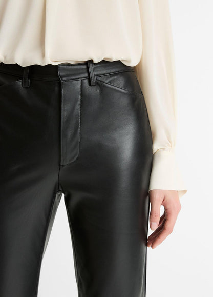 VINCE Women Leather Straight-Leg Trouser in Trousers