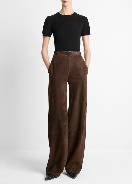 VINCE Women Suede Mid-Rise Trouser in Trousers