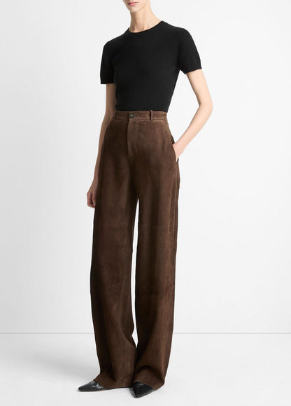 VINCE Women Suede Mid-Rise Trouser in Trousers