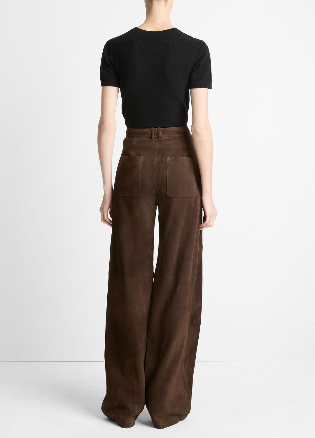 VINCE Women Suede Mid-Rise Trouser in Trousers