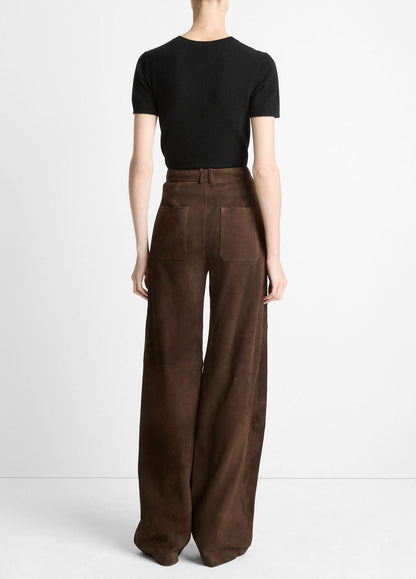 VINCE Women Suede Mid-Rise Trouser in Trousers