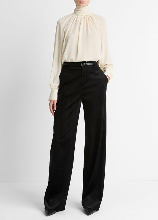 VINCE Women Italian Velvet High-Waist Wide-Leg Trouser in Wide Leg
