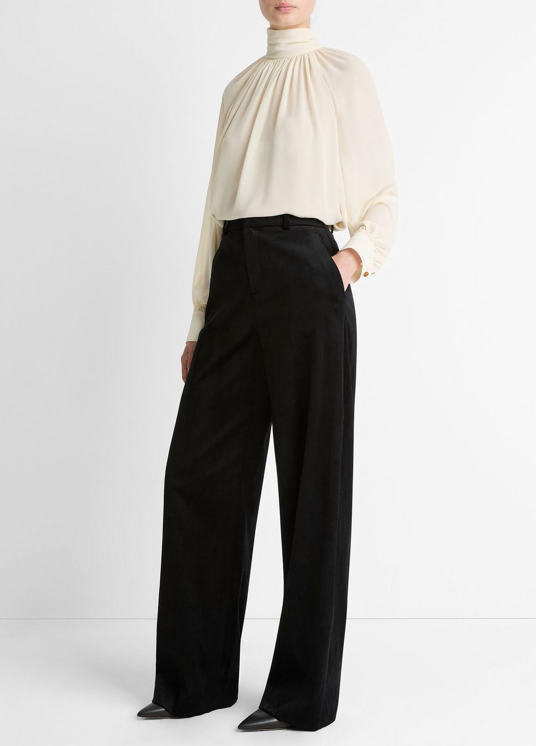 VINCE Women Italian Velvet High-Waist Wide-Leg Trouser in Wide Leg