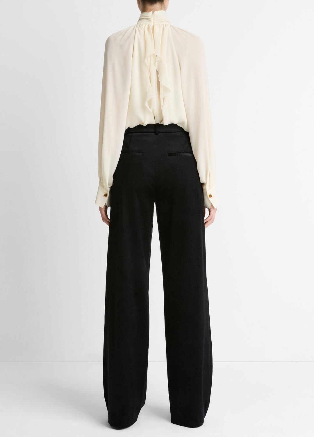VINCE Women Italian Velvet High-Waist Wide-Leg Trouser in Wide Leg