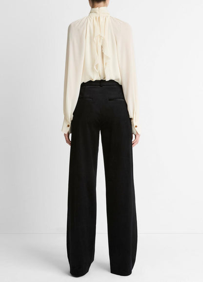 VINCE Women Italian Velvet High-Waist Wide-Leg Trouser in Wide Leg