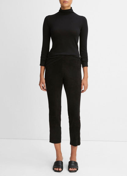 VINCE Women Stretch Suede Split Hem Crop Legging in Leggings
