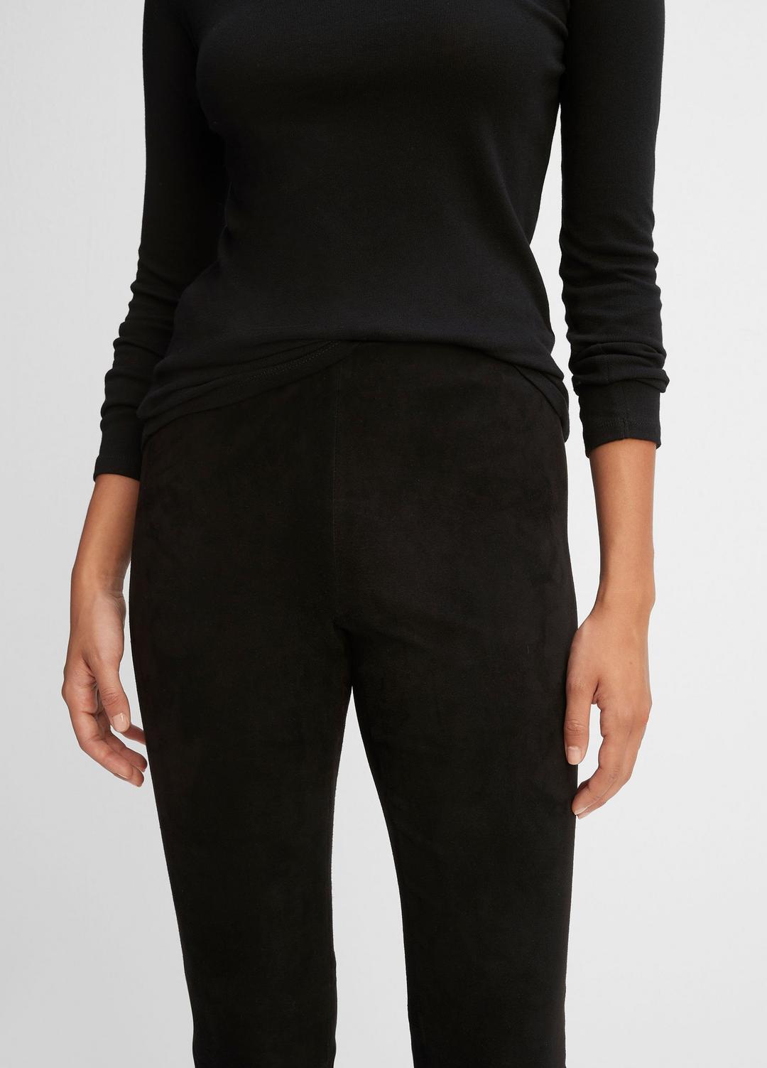 VINCE Women Stretch Suede Split Hem Crop Legging in Leggings