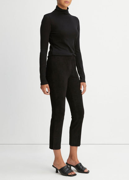 VINCE Women Stretch Suede Split Hem Crop Legging in Leggings