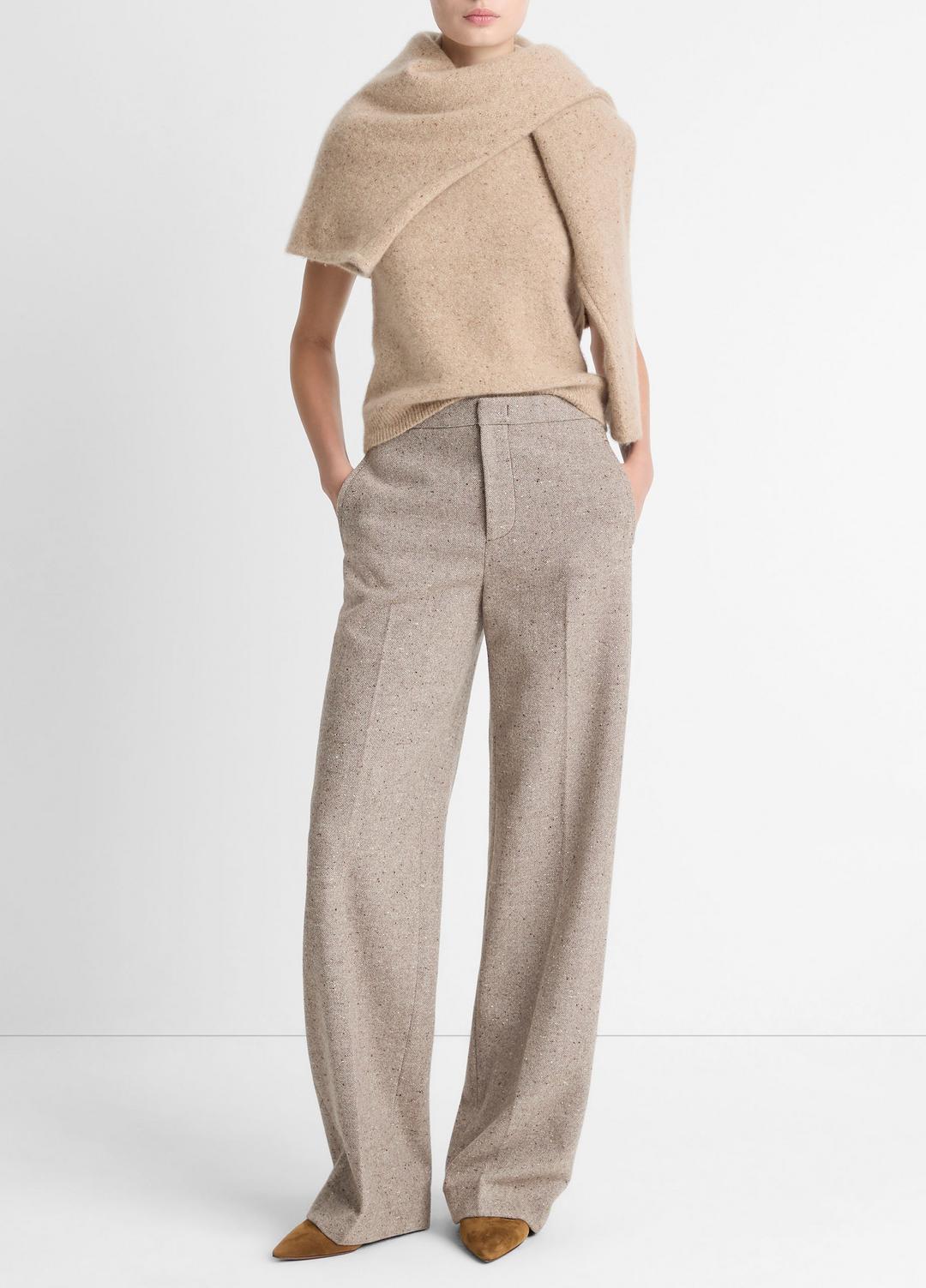 VINCE Women Donegal Wool-Blend Wide-Leg Trouser in Trousers