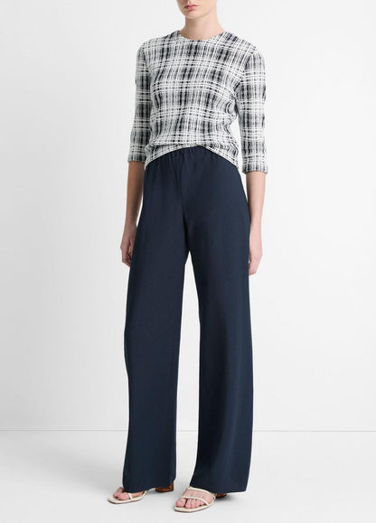 VINCE Women Cotton-Blend High-Waist Bias Pant in Wide Leg