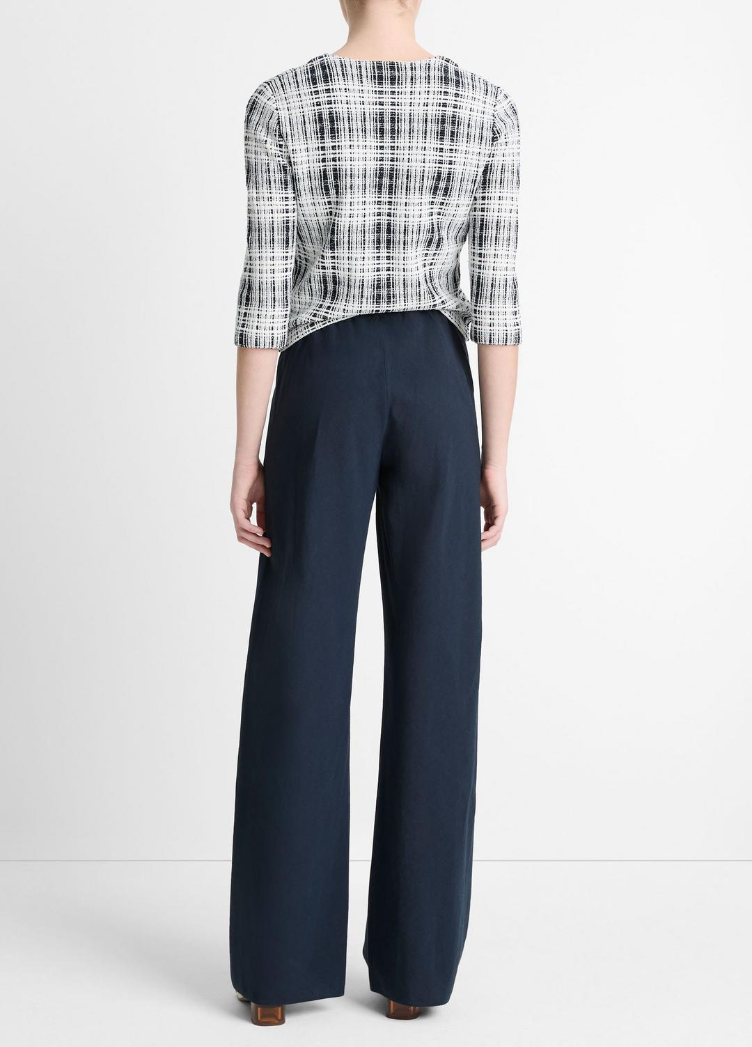 VINCE Women Cotton-Blend High-Waist Bias Pant in Wide Leg