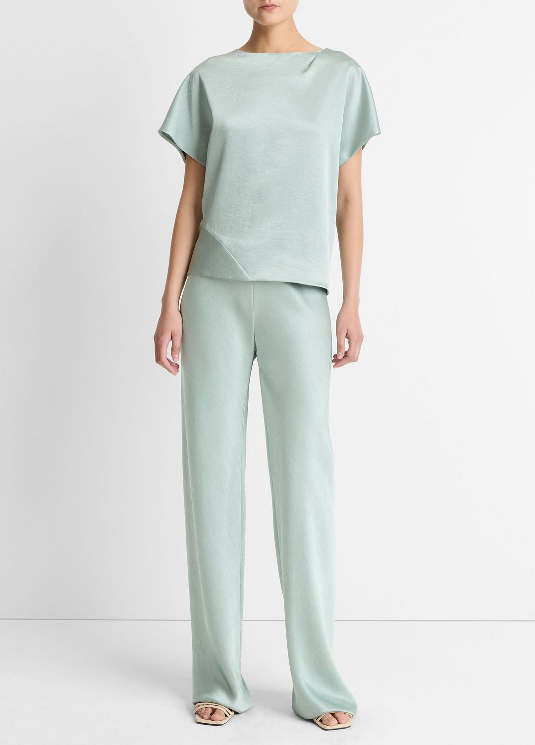 VINCE Women Colette High-Rise Fluid Satin Bias Pant in Trousers