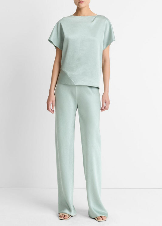 VINCE Women Colette High-Rise Fluid Satin Bias Pant in Trousers
