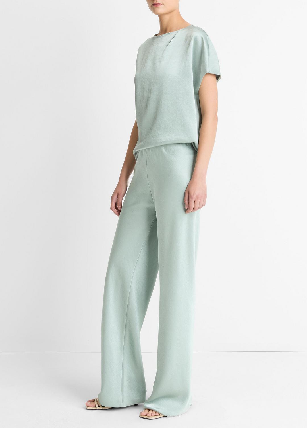 VINCE Women Colette High-Rise Fluid Satin Bias Pant in Trousers