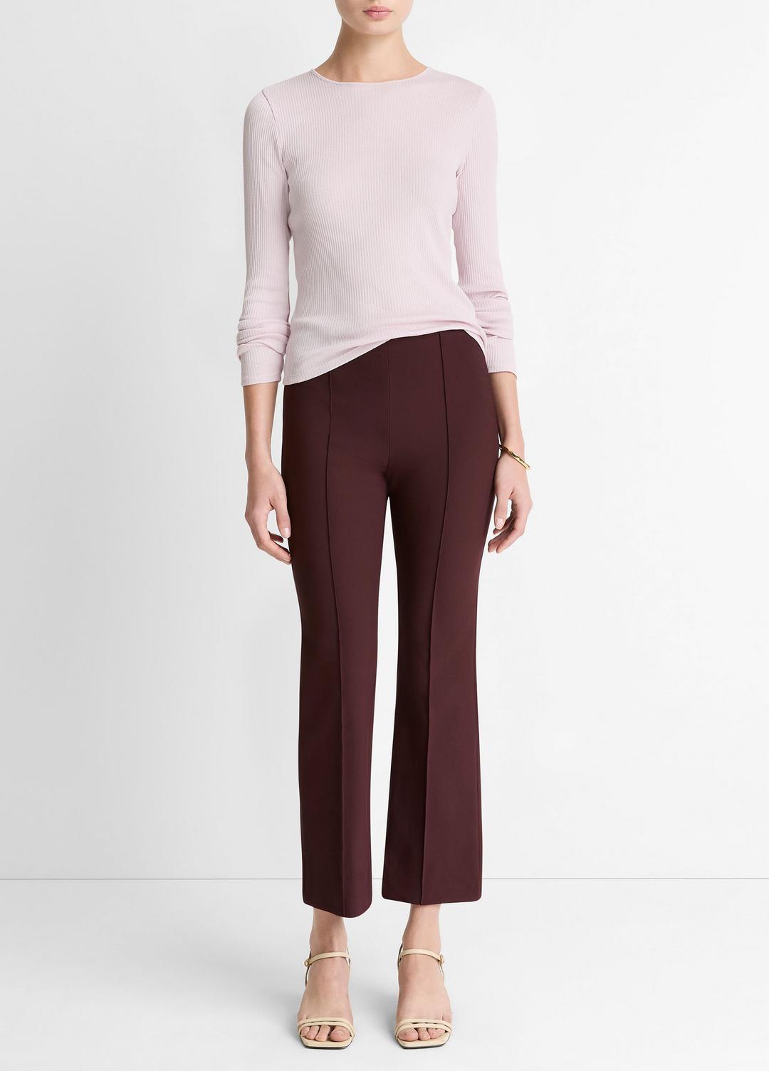 VINCE Women Niki Mid-Rise Pintuck Crop Flare Pant in Trousers