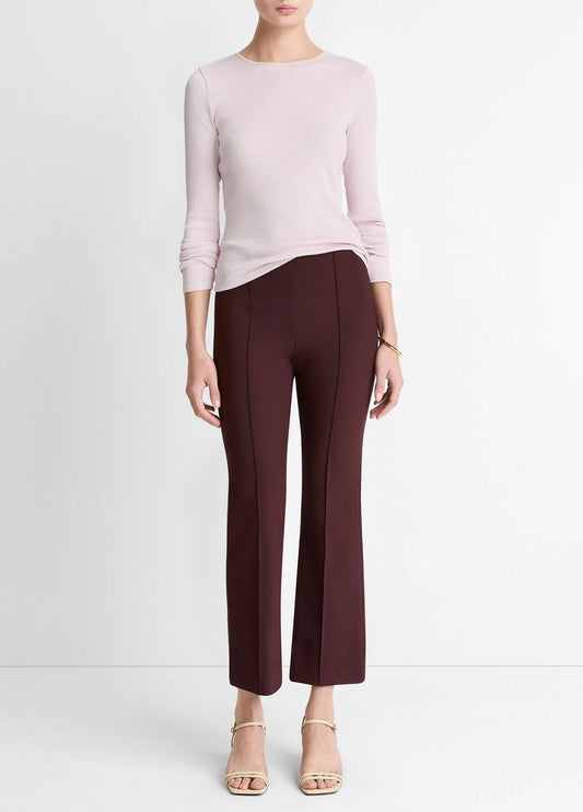 VINCE Women Niki Mid-Rise Pintuck Crop Flare Pant in Trousers