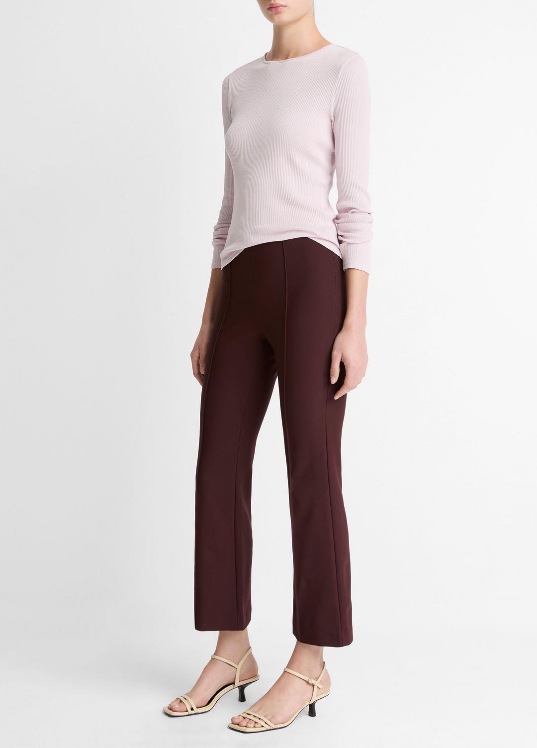 VINCE Women Niki Mid-Rise Pintuck Crop Flare Pant in Trousers