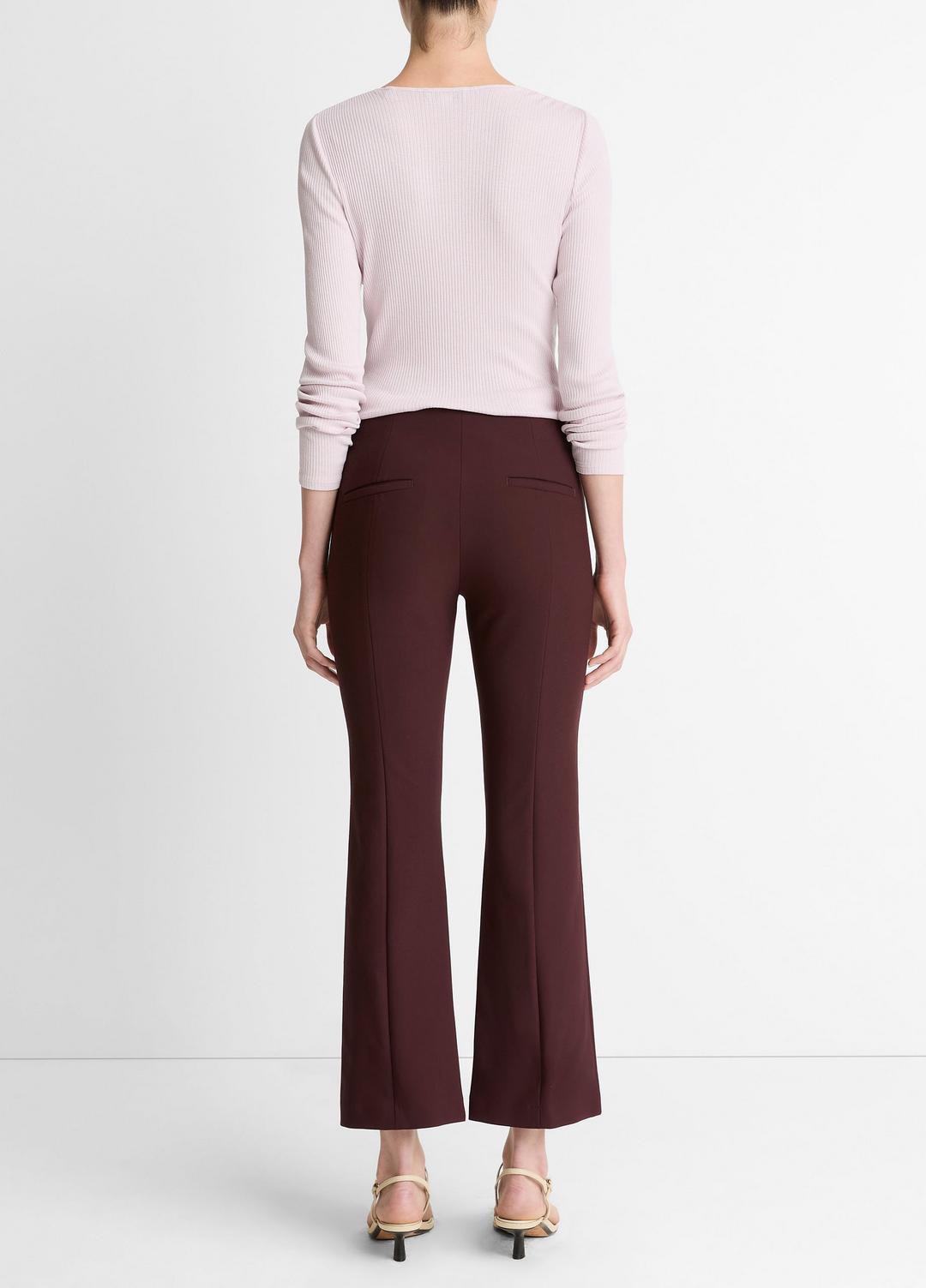 VINCE Women Niki Mid-Rise Pintuck Crop Flare Pant in Trousers