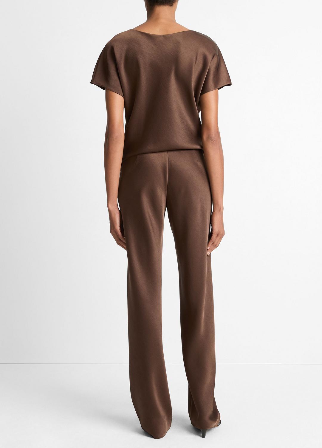 VINCE Women Colette High-Rise Fluid Satin Bias Pant in Trousers