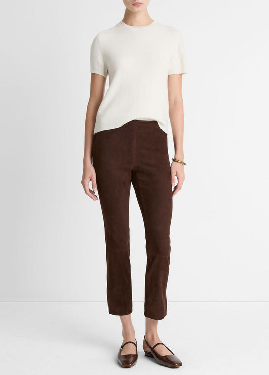 VINCE Women Suede Split-Hem Cropped Pant in Leggings