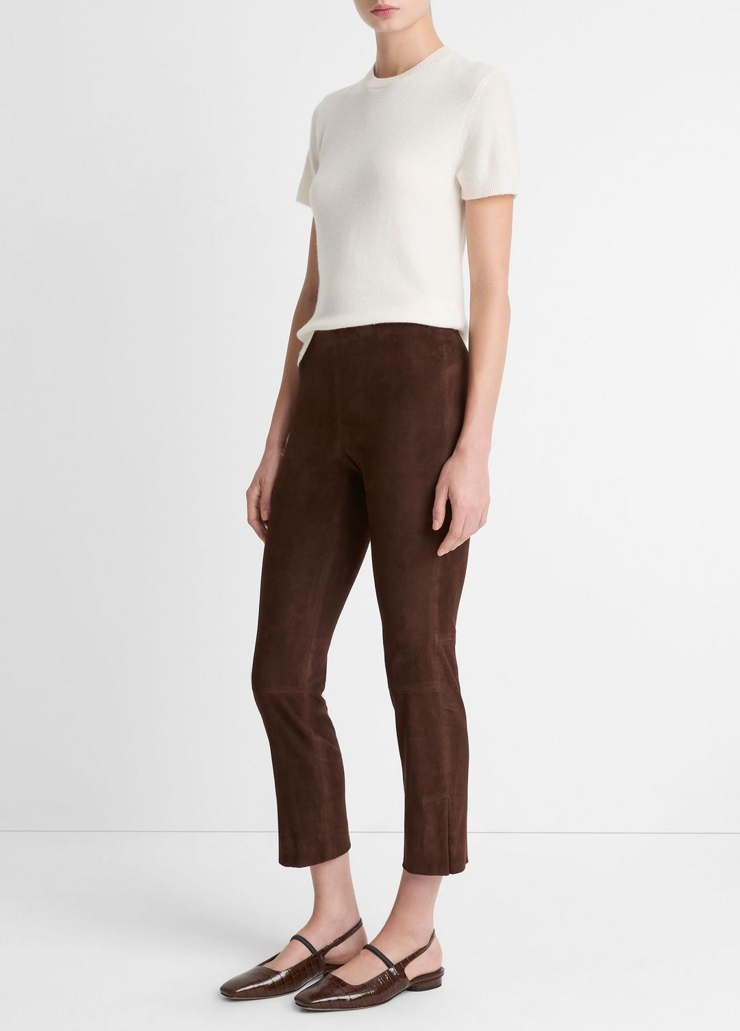 VINCE Women Suede Split-Hem Cropped Pant in Leggings