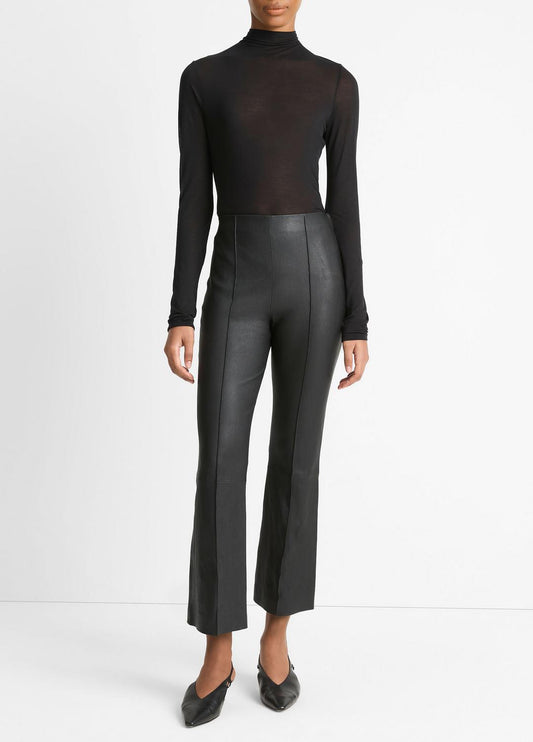 VINCE Women Stretch-Leather Crop Flare Pant in Trousers