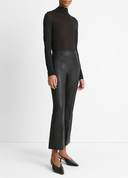 VINCE Women Stretch-Leather Crop Flare Pant in Trousers