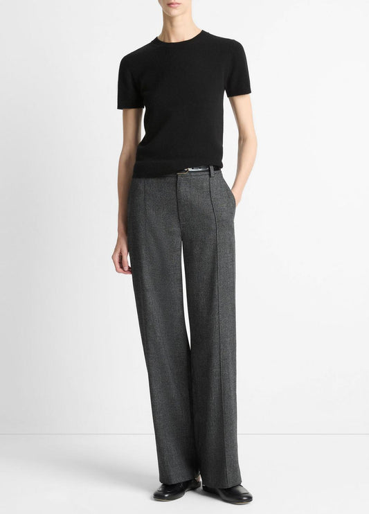 VINCE Women Italian Jaspe Pintuck High-Waist Wide-Leg Pant in Wide Leg