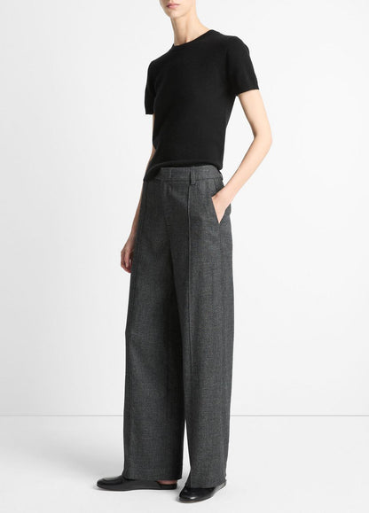 VINCE Women Italian Jaspe Pintuck High-Waist Wide-Leg Pant in Wide Leg
