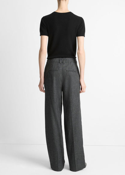 VINCE Women Italian Jaspe Pintuck High-Waist Wide-Leg Pant in Wide Leg