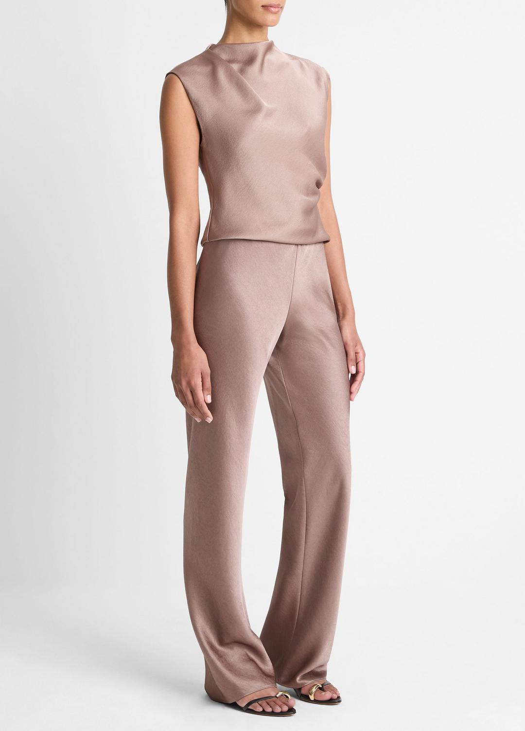 VINCE Women Colette High-Rise Fluid Satin Bias Pant in Trousers