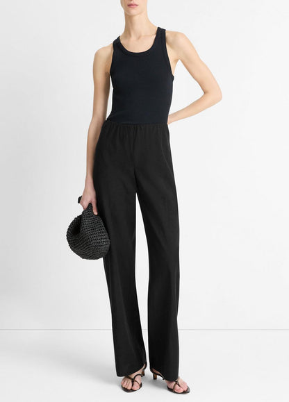 VINCE Women Cotton-Blend High-Waist Bias Pant in Trousers